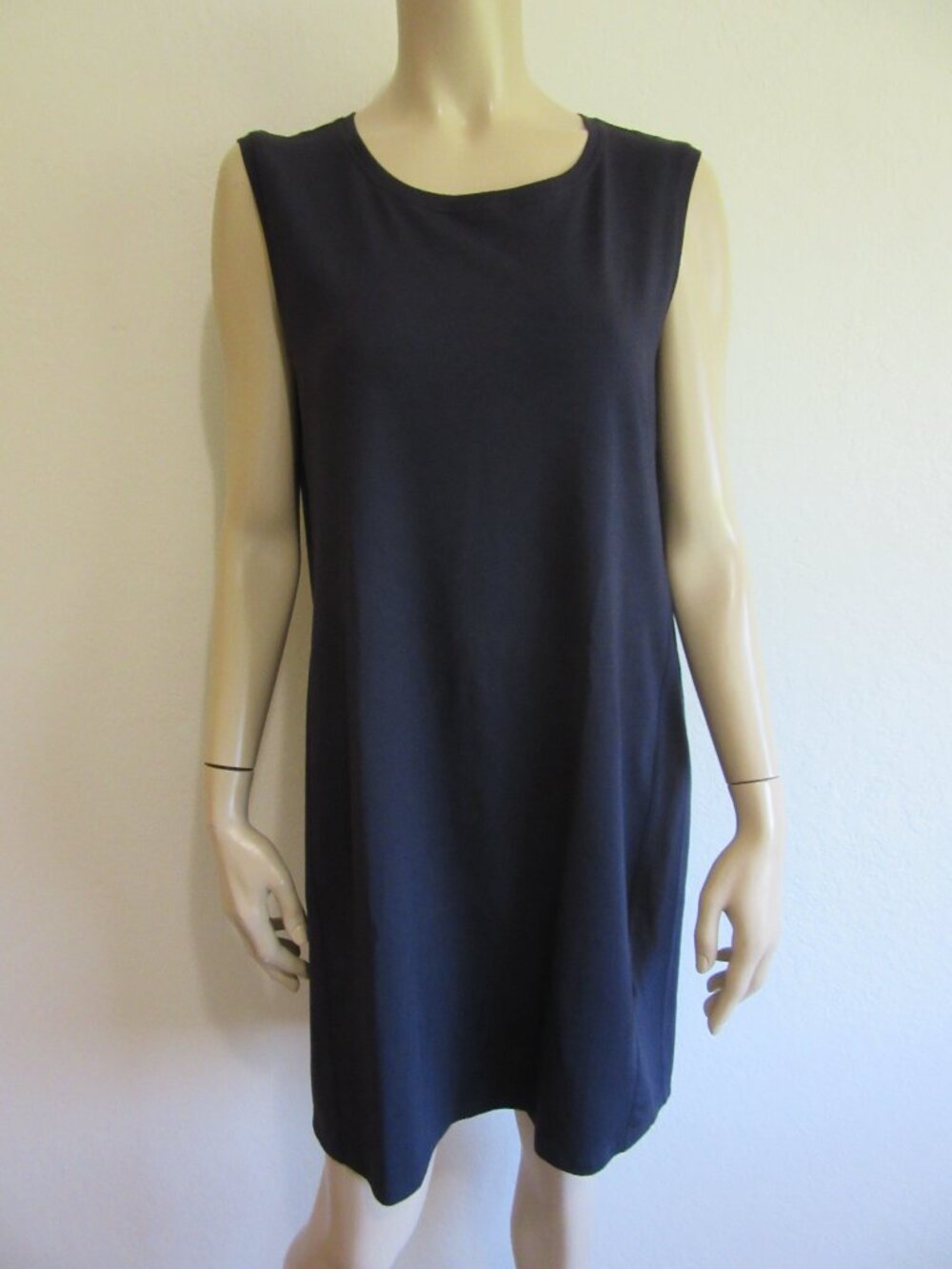EILEEN FISHER Navy Pullover M Sleeveless Cotton Blend Dress